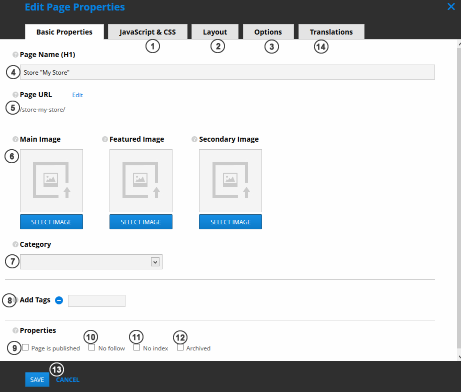Edit Page Properties
