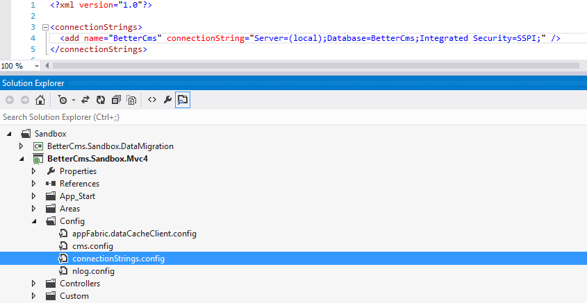 Edit connection string
