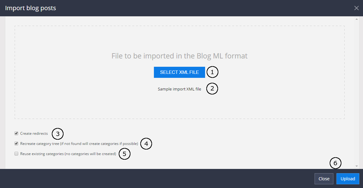Blogs import - 1 step