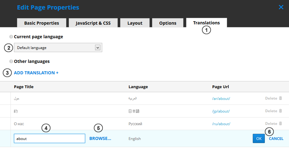 Managing page translations