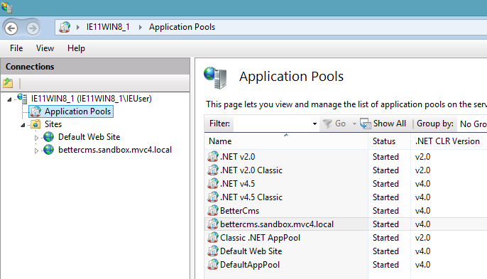 IIS: application pool