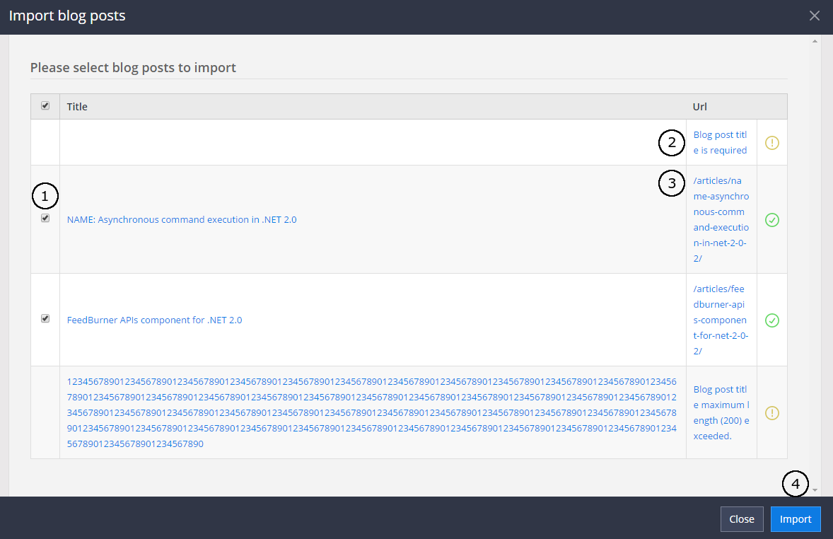 Blogs import - 2 step